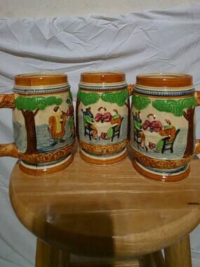 Vintage Ceramic Beer mug Collection - Set of 3